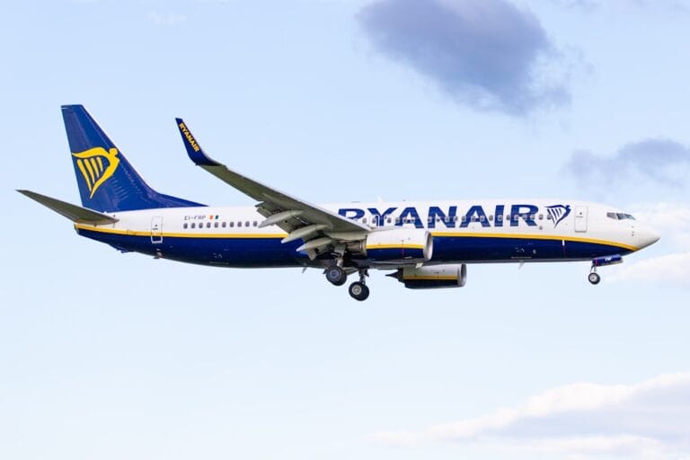 Das Foto zeigt ein Flugzeug von Ryanair